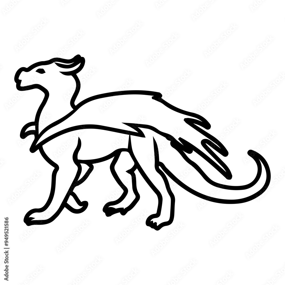 Fototapeta premium Baby Dragon Outline