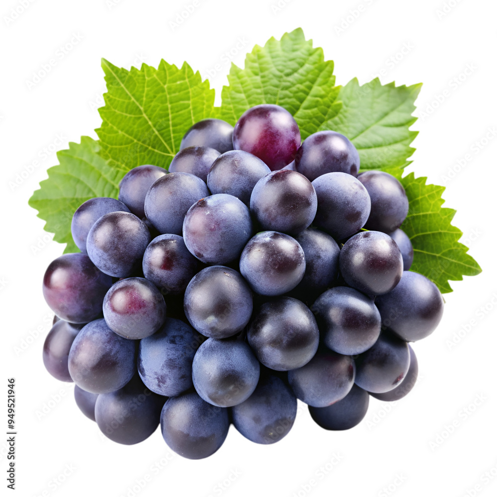 Fototapeta premium Fresh black grapes Isolated white background