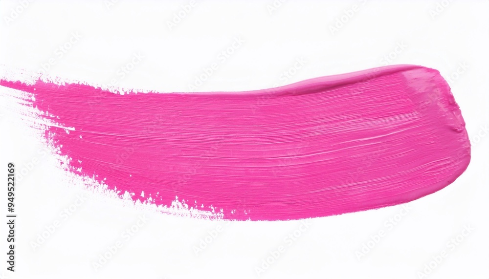 Pink paint stroke is isolated on a white background, creating an abstract shape Pink paint stroke is isolated on a white background, creating an abstract shape