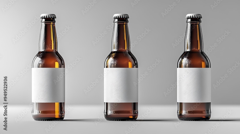 Three Bottles with Blank Labels Generative AI Three Bottles with Blank Labels Generative AI