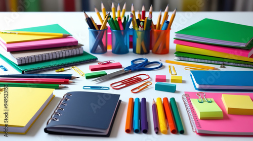 school stationery isolated on white