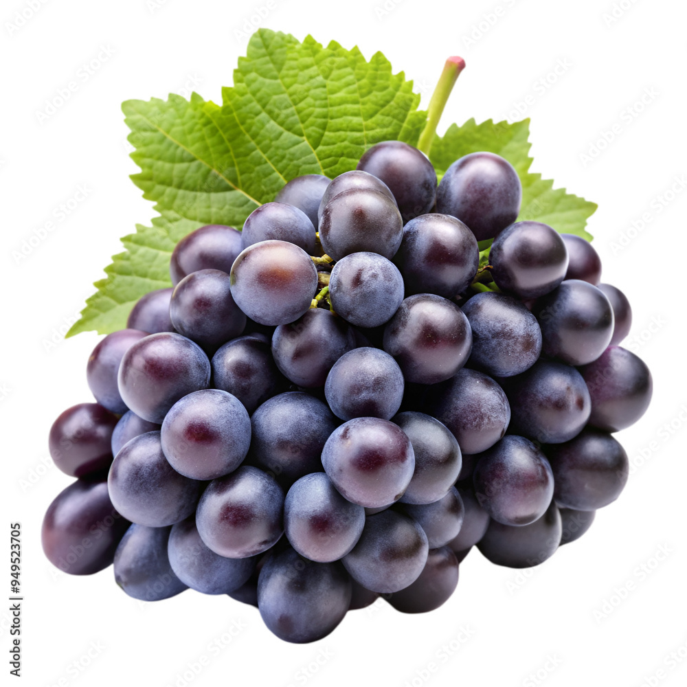 Fototapeta premium Fresh black grapes Isolated white background