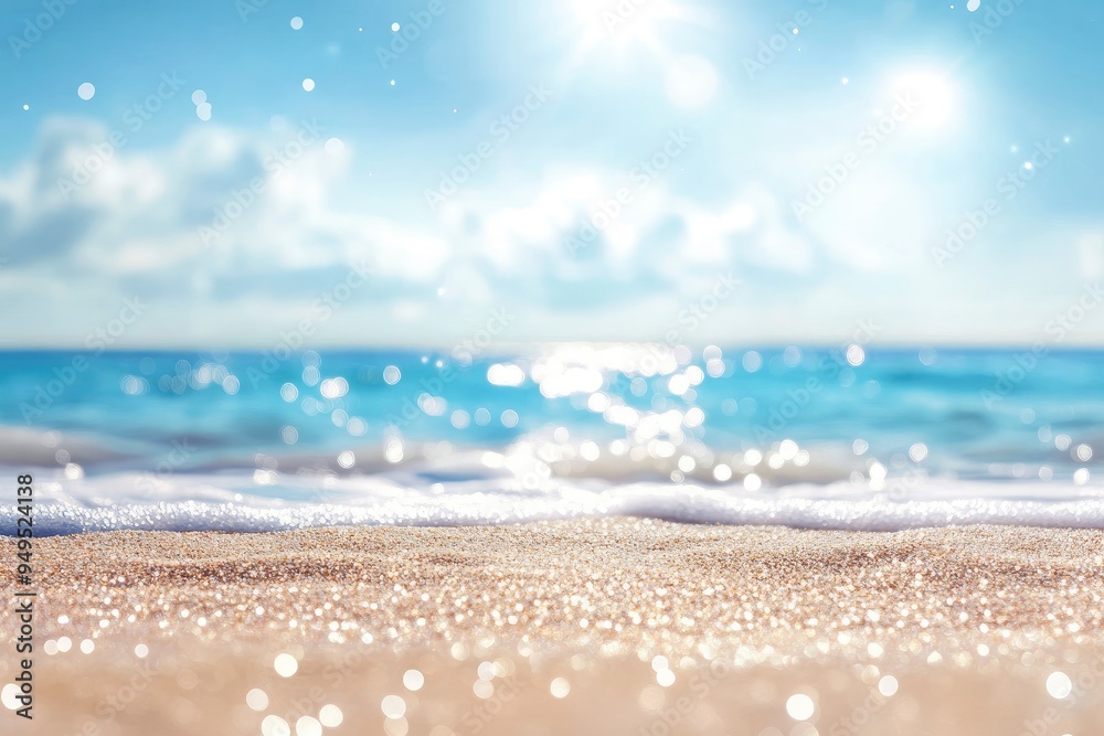 Beach And Sea - Summer Vacation On Sunny Sand With Glittering On Defocused Ocean , ai Beach And Sea - Summer Vacation On Sunny Sand With Glittering On Defocused Ocean , ai
