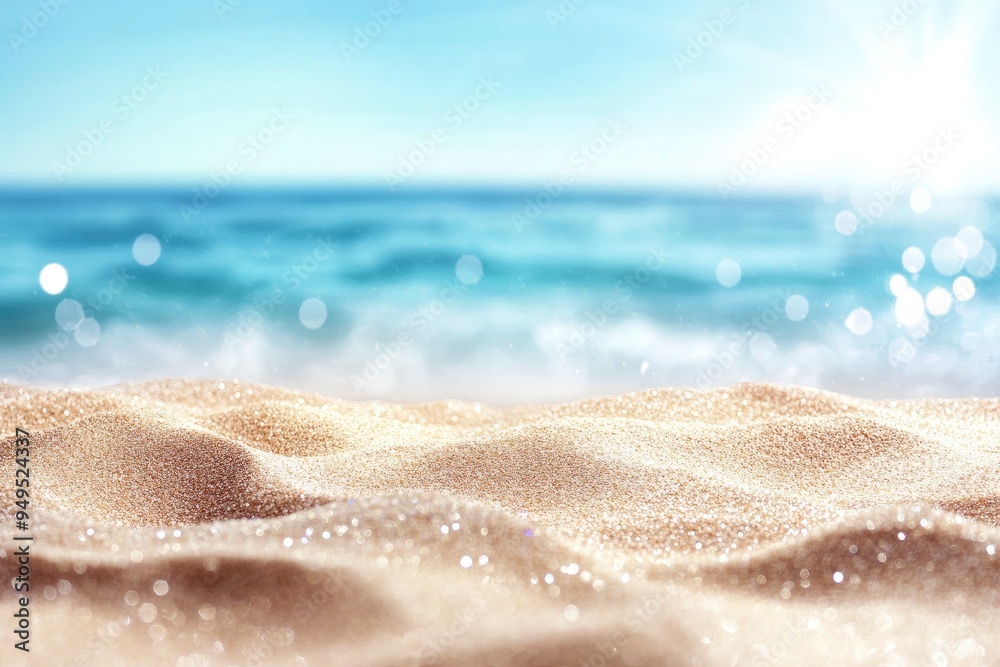 Beach And Sea - Summer Vacation On Sunny Sand With Glittering On Defocused Ocean , ai Beach And Sea - Summer Vacation On Sunny Sand With Glittering On Defocused Ocean , ai