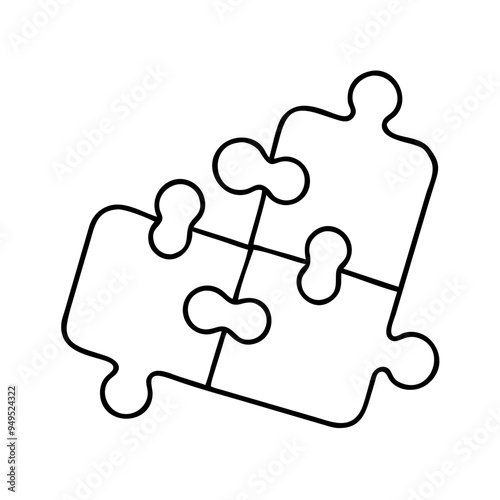 Simple line art connected puzzle pieces icon representing problem-solving and teamwork