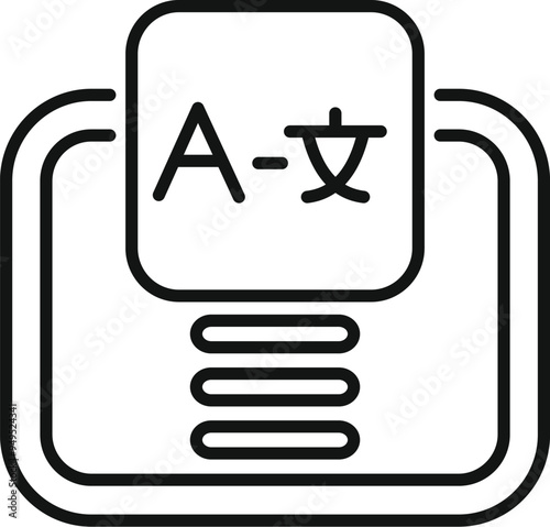 Simple icon of a digital translation app converting english alphabet letters to chinese symbols