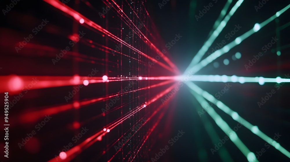 Obraz premium A computer generated image of a green and red line pattern