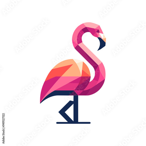 flamingo logo design Abstract colorful polygon