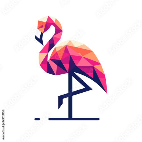 flamingo logo design Abstract colorful polygon