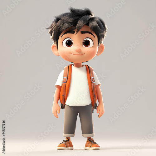 Vibrant 3D animated character full body view, showcasing intricate design with a cute and stylized Q version aesthetic. photo