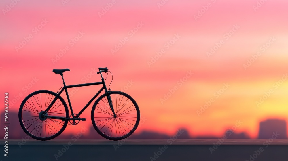 A serene bicycle silhouette against a colorful sunset sky, evoking a sense of freedom and adventure in nature. A serene bicycle silhouette against a colorful sunset sky, evoking a sense of freedom and adventure in nature.