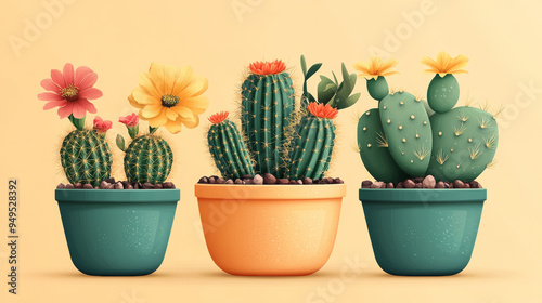 Small flower pot with cacti.