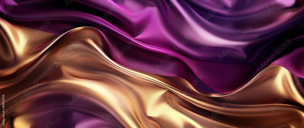 Fototapeta premium Abstract Purple and Gold Silk Fabric