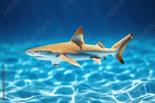 Shark Swimming in Blue Water