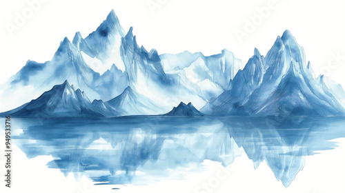 Wallpaper Mural A watercolor and ink sketch of an ice mountain landscape Torontodigital.ca