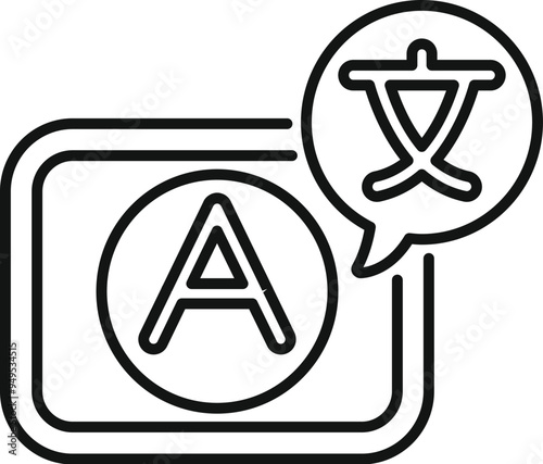 Language translation service converting letter a from english or another language to a foreign language for communication and understanding