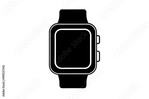 Silhouette of Smartwatch Vector Illustration, Watch Icon, Digital Timepiece Design