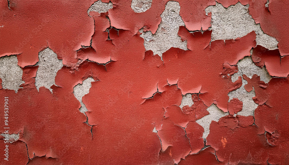 Old weathered painted wall background texture. Red dirty peeled plaster wall with falling off flakes of paint. Old weathered painted wall background texture. Red dirty peeled plaster wall with falling off flakes of paint.