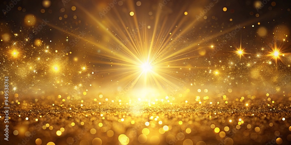 Naklejka premium Glowing golden light with sparkling particles, evoking sensations of joy, prosperity, and celebratory moments