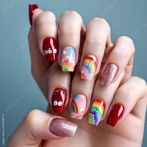 Classic pink nail art with floral designs on short nails, combining simplicity and elegance for a timeless and chic look.