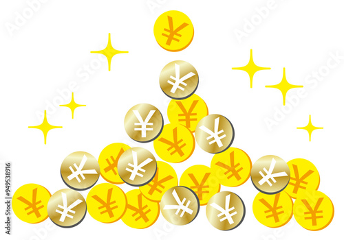 お金（￥）がザクザク貯まるイラスト