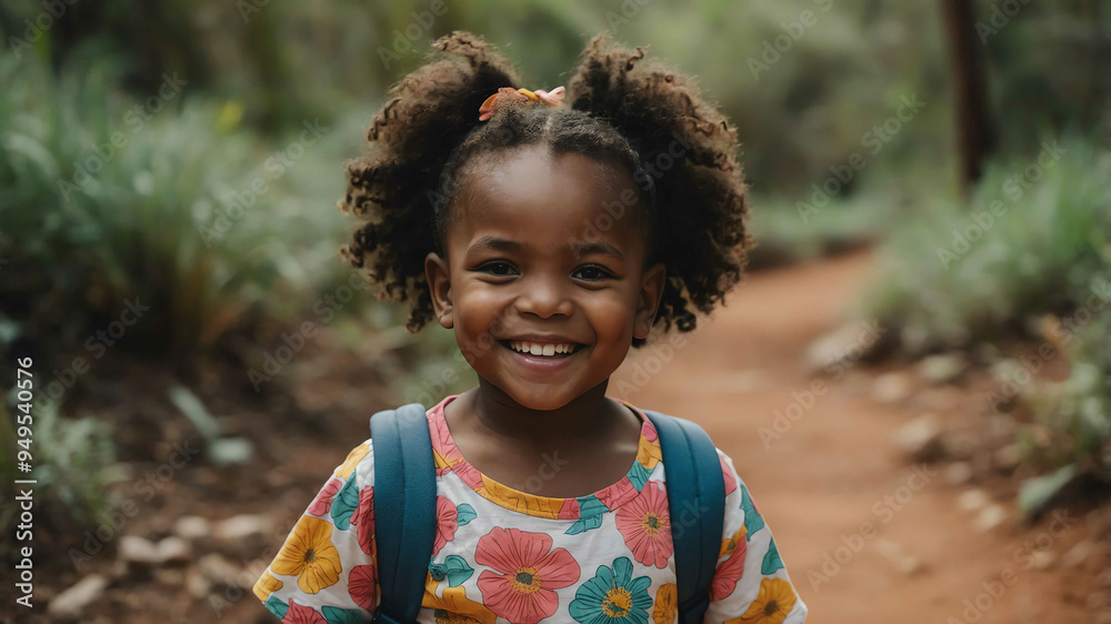 child toddler african girl hiking trail background portrait child toddler african girl hiking trail background portrait