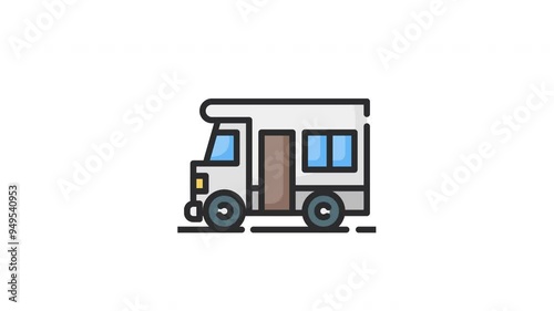 Animated campervan icon for a travel app