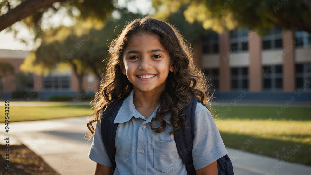 young kid hispanic girl school campus background portrait young kid hispanic girl school campus background portrait