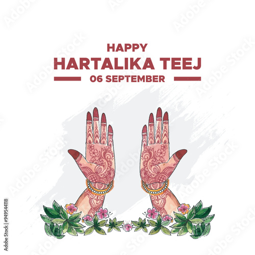 Hartalika Teej,6 September, Hartalika Teej held on 6 September, greeting card, social media post design template, Hartalika Teej stock or vector illustration.