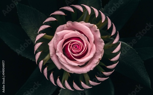 Rose Blooming Time-Lapse with Spiral Petal Unfurling photo