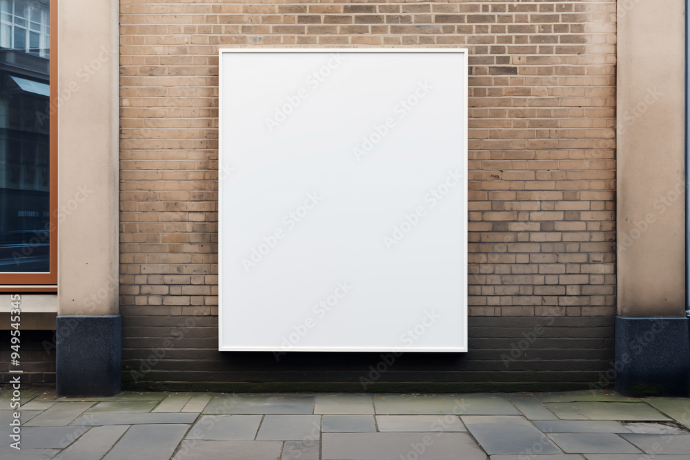 Blank white poster on the wall, mock up Blank white poster on the wall, mock up