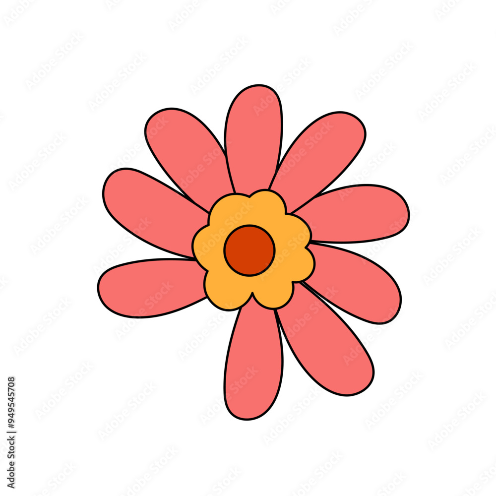 Fototapeta premium Pink Groovy 70s Flowers 2