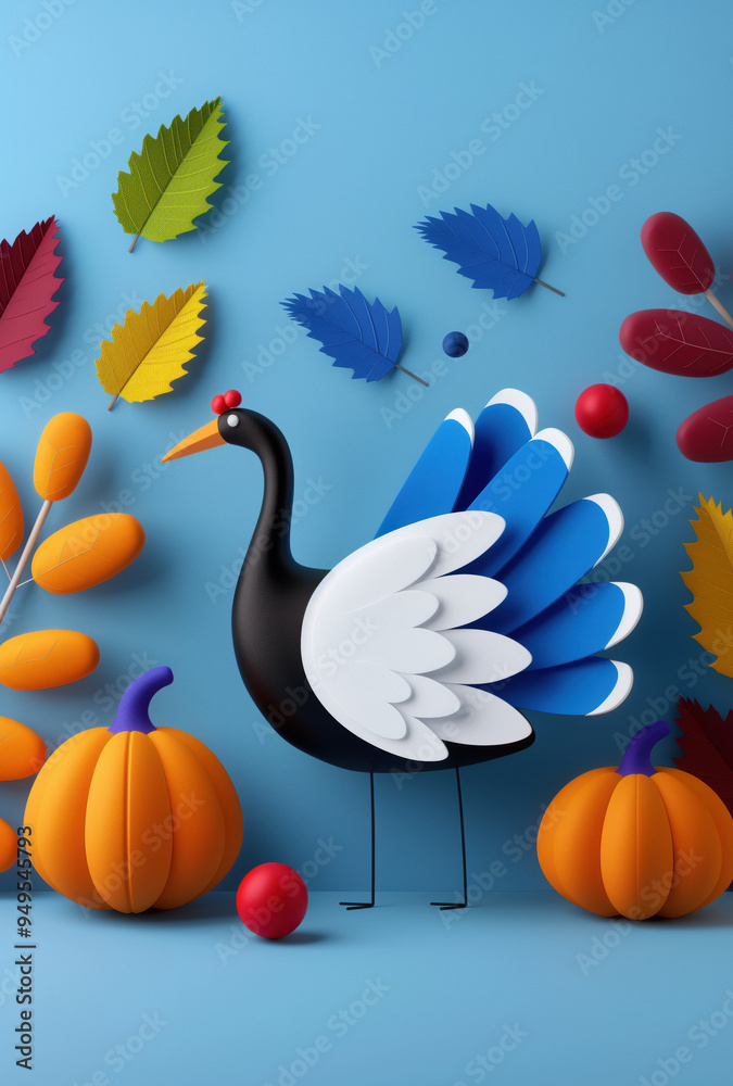 Stylized turkey illustration with vibrant autumn elements, ideal for Thanksgiving-themed designs and seasonal decorations. Stylized turkey illustration with vibrant autumn elements, ideal for Thanksgiving-themed designs and seasonal decorations.