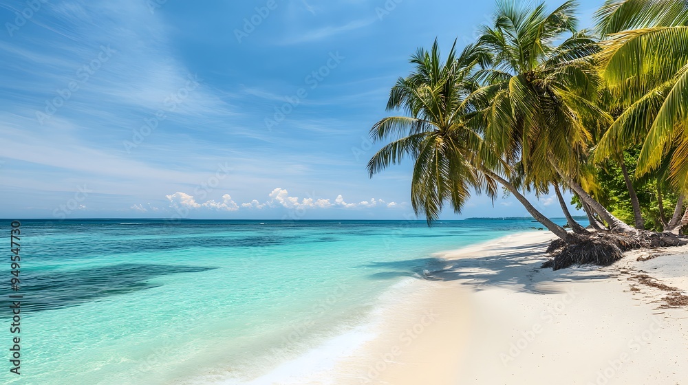 Tropical Beach Paradise: A pristine tropical beach with white sand, crystal-clear turquoise waters, and palm trees swaying gently in the breeze.
Tropical Beach Paradise: A pristine tropical beach with white sand, crystal-clear turquoise waters, and palm trees swaying gently in the breeze.