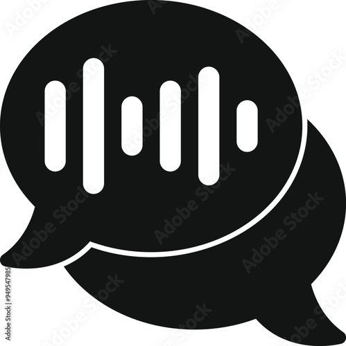 Two overlapping speech bubbles with an audio waveform symbolizing a voice message