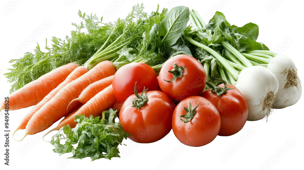 Fresh Organic Carrots Tomatoes  and Onions