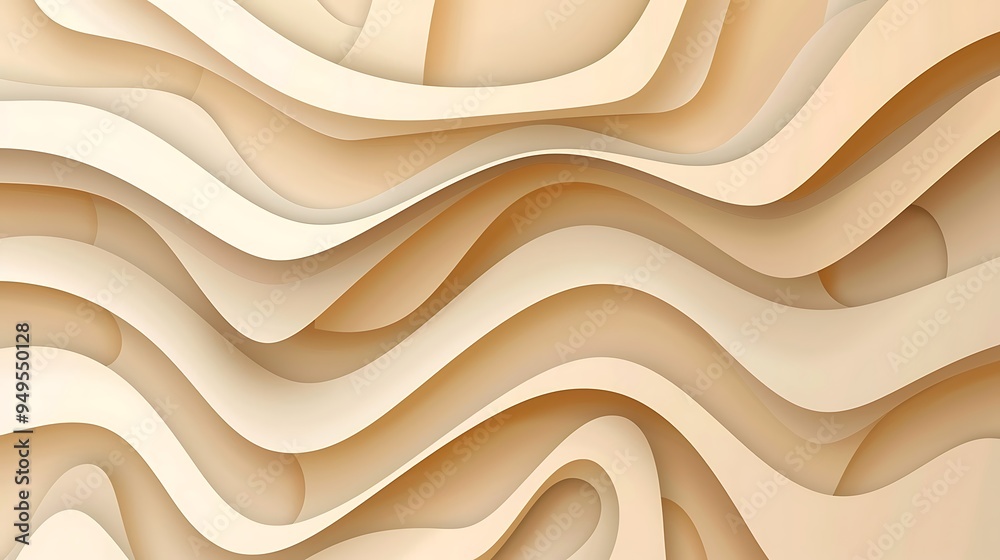 Obraz premium Abstract Beige and White Wavy Pattern