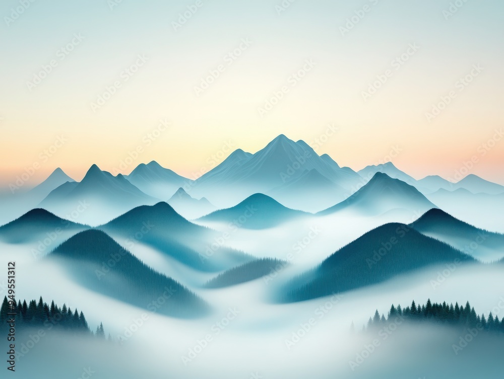 A serene landscape featuring misty mountains bathed in soft sunlight, evoking tranquility and natural beauty. A serene landscape featuring misty mountains bathed in soft sunlight, evoking tranquility and natural beauty.