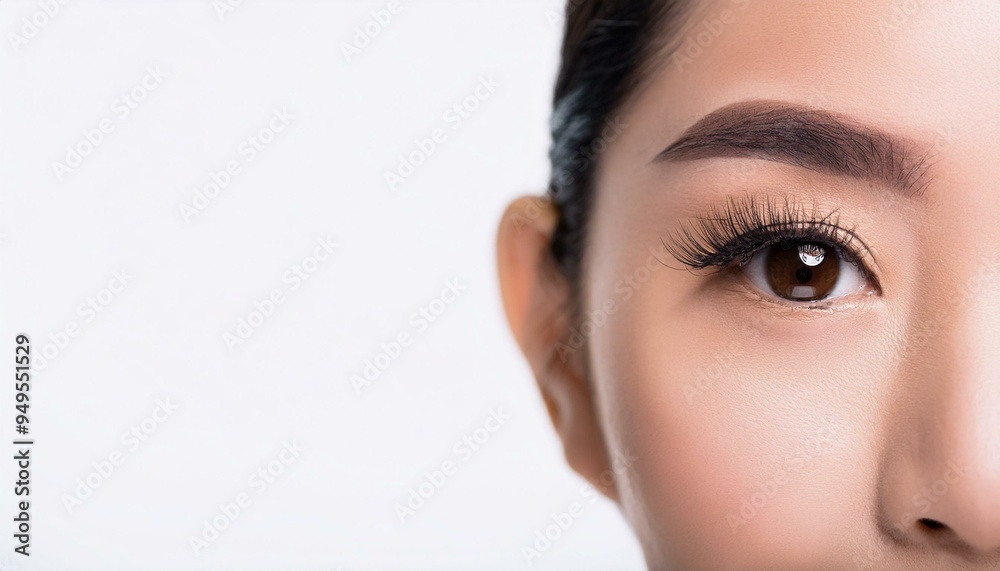 Fototapeta premium Firefly close up of beauty asia woman eye on white background