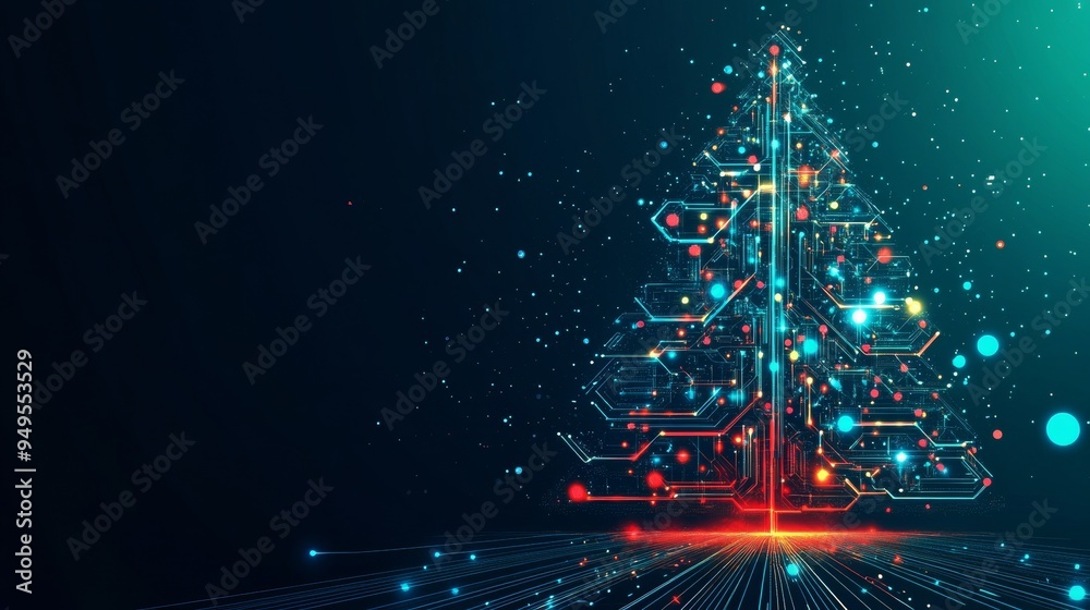 A Christmas tree in a futuristic style A Christmas tree in a futuristic style