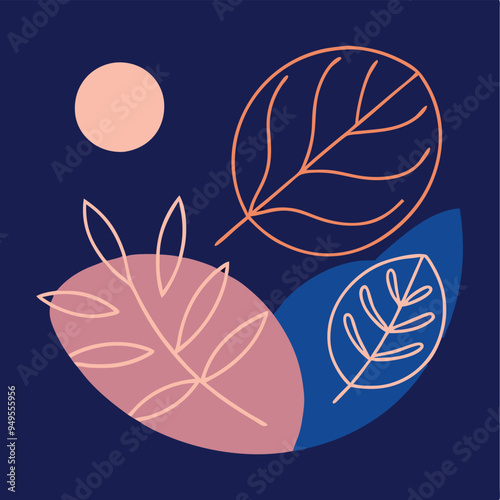 Topical Botanical Backgrounds Vector image illustration with Tree leaves