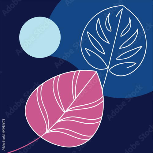 Topical Botanical Backgrounds Vector image illustration with Tree leaves