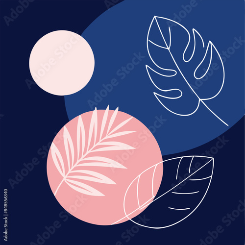 Topical Botanical Backgrounds Vector image illustration with Tree leaves