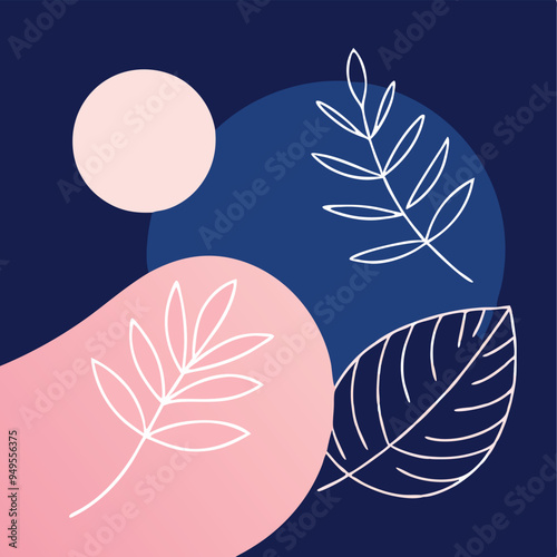 Topical Botanical Backgrounds Vector image illustration with Tree leaves