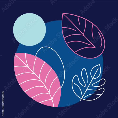 Topical Botanical Backgrounds Vector image illustration with Tree leaves