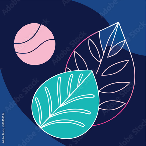 Topical Botanical Backgrounds Vector image illustration with Tree leaves