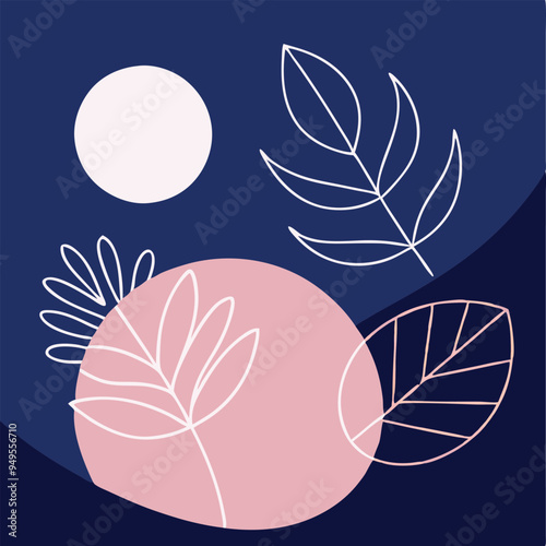 Topical Botanical Backgrounds Vector image illustration with Tree leaves