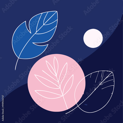 Topical Botanical Backgrounds Vector image illustration with Tree leaves