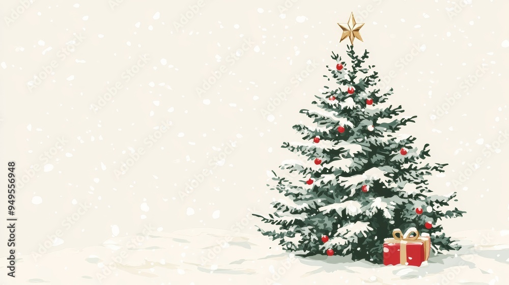 Obraz premium A Christmas tree postcard