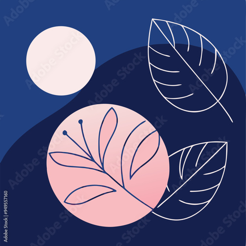 Topical Botanical Backgrounds Vector image illustration with Tree leaves